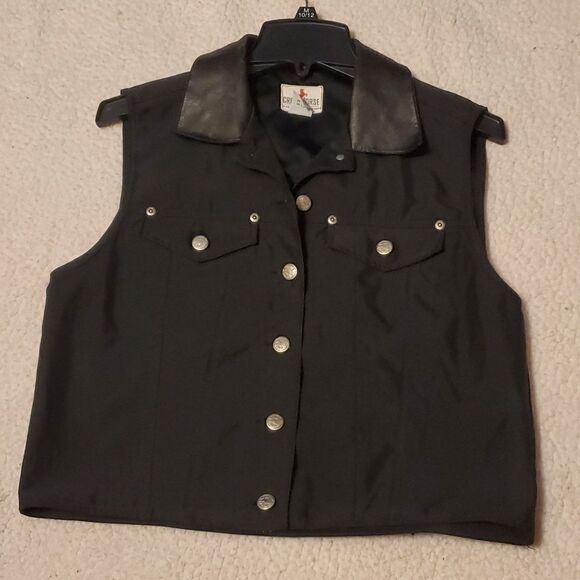 Women's Crazy Horse By Liz Claiborne Black Vest Size Large - Picture 1 of 7